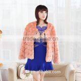 Rabbit Fur Long Coat Winter Women's European Style Warm Fur Coat Vertical Striped Faux Fur Jacket thumbnail-4