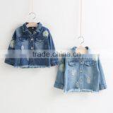 S66108A 2017 Spring Autumn Baby Girls Flower Denim Coat thumbnail-1
