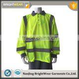 Fluorescent Long Sleeve hi Vis Safety Europe Birdeye Polyester Mens Reflective Polo Shirt thumbnail-1
