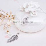 New Fashion Y Shaped Lariat Necklace Silver Plated Leaf Connector Feather Pendant 51.5cm Long thumbnail-3