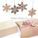 Rustic Snowflake Christmas Tree Decorations Laser Cut From Natural Wooden thumbnail-1