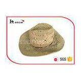 Wooden Decorative Band Wide Brim Straw Cowboy Hats ,  Straw Floppy Hat