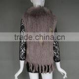 Fashion Ladies Fur Vest /Grey Rabbit Fur Strap Gilet With Manufacture Price thumbnail-4