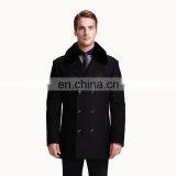 OEM Clothing Fashion Wool Heavy Winter Black Mens Coats With Fur Collar