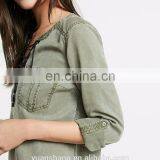 2017 Lace-Up Silky Soft Twill Popover Women Tunic Dress thumbnail-2