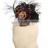 Steampunk Mini Hat Fascinator With Flowers and Gears thumbnail-2