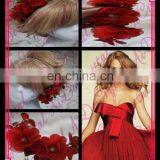 Aidocrystal Red Rose Hair Pin Flower Bobby Pins Red Hair Accessories for Bridal thumbnail-1