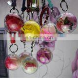 New Design Rose Flower Leather Rope Bag Charm Ball Keychain thumbnail-2