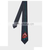 Men's Black Floral Embroidery Narrow Silk Tie