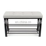 Customized modern and practical metal Fabric shoe stool Shelves Storage Bench With buttons for living room