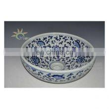 Oriental Hand Painted Pink Ceramic Porcelain Basin Sink For Hotel Toilet