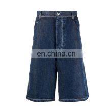 Summer Factory Oem Fashion Custom Logo Wide Legging Blank Denim Shorts for Men thumbnail-2