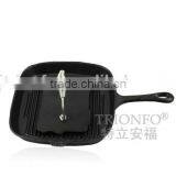 TRIONFO Thread Interior Bottom Black Pre-seasoned Cast Iron Bbq Pan