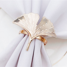 Ginkgo Leaf Plant Metal Napkin Rings Gold Table Cloth Napkin Buckle Holders thumbnail-3