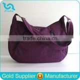 Custom Deep Plum Water Resistant Nylon Shoulder Bag Latest Fashion Washed Nylon Hobo Bag