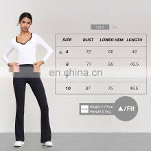 Contrast Color Sports Tight Shirts Women Long Sleeve V Neck Causal Custom Crop Tops 80nylon 20spandex thumbnail-5