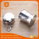 stainless steel folding cup with cover foldable cup telecope cup 3section collapsible cup