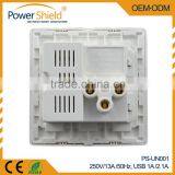 International Universal /Middle East Double USB Wall Socket 250V 16A Brush Finishing Charging for IPhone 6s thumbnail-2