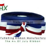 Factory Supply Blue white Red Three Colors Custom Stripe Grosgrain Ribbon For 4th Of July