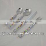 Promotion tableware in poly pack packing with plastic handle of nice design and OEM quality