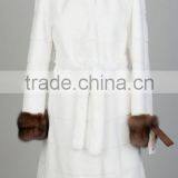 Rex14075 Natural Rex Rabbit Fur Coat With Sable Collar Cuffs thumbnail-1