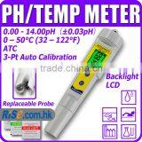 Waterproof pH Meter 0~14 Thermometer Replaceable Probe Backlight PH4 7 10