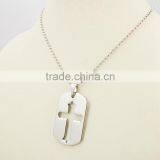 Engraved Cross Dog Tags Fashion Pendant Necklace thumbnail-1