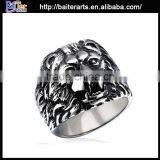 Popular antique titanium lion head ring , stainless steel ring with lion head