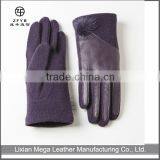 Fashion Dress Leather Palm Wool Glove With Touch Screen