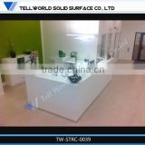 2014 popular L shape artificial marble reception desk salon reception counter