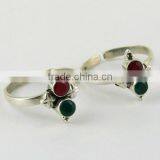 Lovely !! Red Onyx_Green Onyx 925 Sterling Silver Toe Ring For Beautiful Women, Fashion Silver Jewelry, Sterling Silver Jewelry thumbnail-1