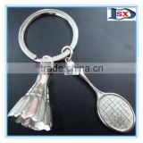 3D sports badminton and shuttlecock racket keychain sets for sportsmen