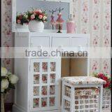 Solid Wood Bedroom Small Country Style Inspired Dressing Table With Mirror,makeup Dresser Including Soft Cusion Chair thumbnail-2