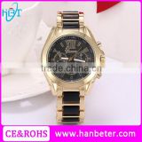 Luxury style promotion steel chain platinum geneva watches stainless steel back
