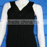 Sleeveless EMB V-Neck images of ladies casual tops