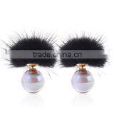 2016 Top Quality Fashion Fur Women Earings Set Brand Acrylic Round Shaped Double Earings Factory Price thumbnail-6