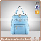 4066 Blue Fashion Design Large Functional Girl School Mochila Bag Backpack With Front Decorative Lock for 2016 Season