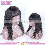 Top 6a Quality 1b# Virgin Brazilian Hair Natural Wave Glueless Cap Lace Front Wig With Combs thumbnail-2