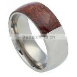 Titanium 6MM Wedding Band Mens Womens Unisex Domed Titanium Ring With Hawaiian Koa Wood Inlay thumbnail-2