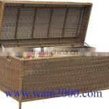 round PE rattan cushion storage box for outdoor furniture