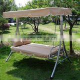 3 person outdoor garden patio swing bed canopy chair with pillow