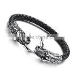 Wholesale Black Dragon Leather Bracelet Mens Leather Bracelet thumbnail-1