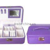 Small Faux Leather Travel Jewelry Box Organizer Display Storage Case for Rings Earrings Necklace (Purple) thumbnail-1