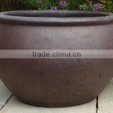 Large Dark Clay Planter, Rustic Finish. thumbnail-1