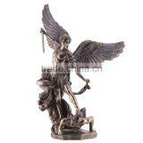 Handicraft Metal Male Sculpture St. Michael Bronze Winged Angel Statue