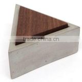 Triangular Concrete Jar with Wooden Lid