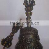 Tibetan Buddhist Bronze Bell 6" and Vajra/Dorje (Small) - Nepal thumbnail-5