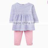 Wholesale Children's Boutique Clothing Unique Birthday Long Sleeve Kids Wear Stripe Children Girl Baby Clothes 1 Set thumbnail-1