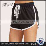 MGOO Black Drawstring Waist Contrast Binding Dolphin Shorts Sport Cotton Shorts Plain Hot Shorts thumbnail-1