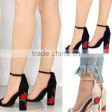 Zm50102b Suede Embroidery Chunky Heels Shoe Women High Heel Sandals thumbnail-1